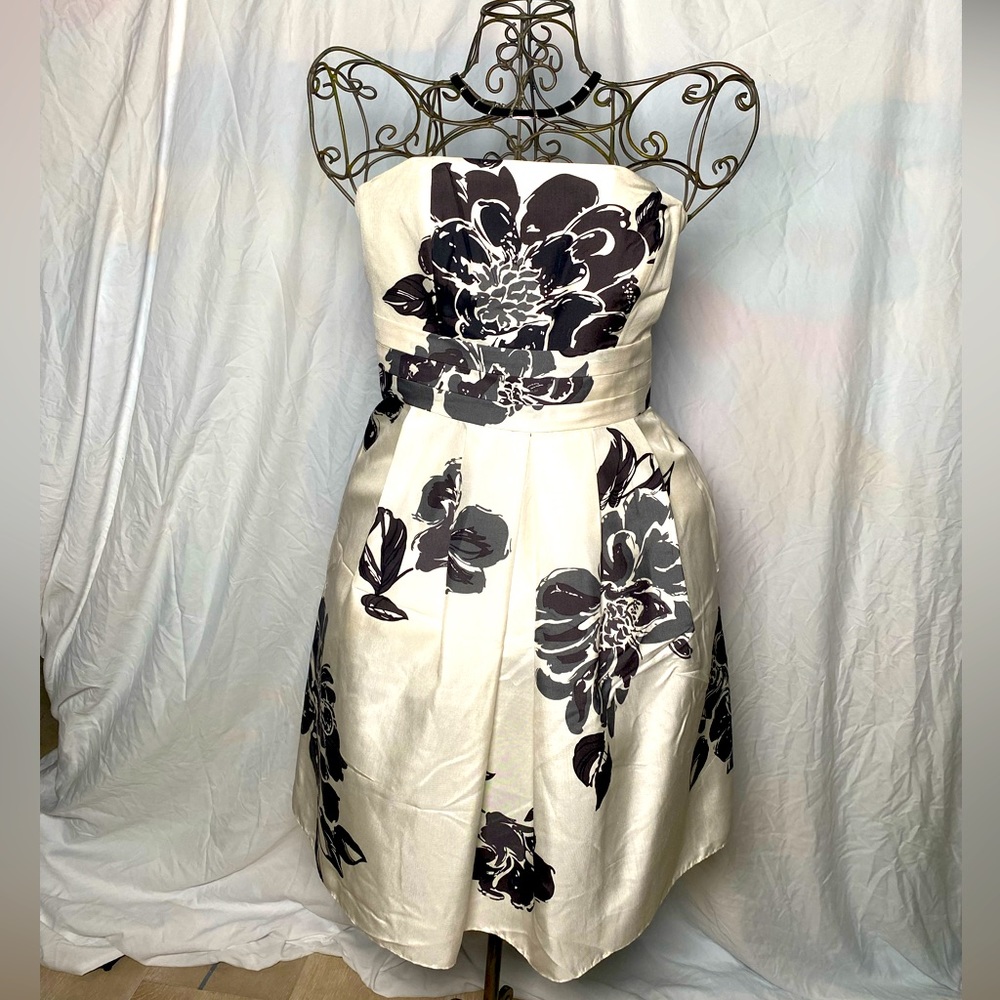 Strapless Black and White Petite Dress